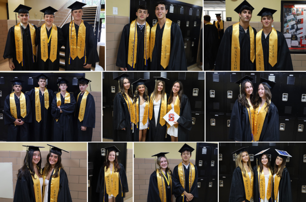 students wearing graduation cap and gowns